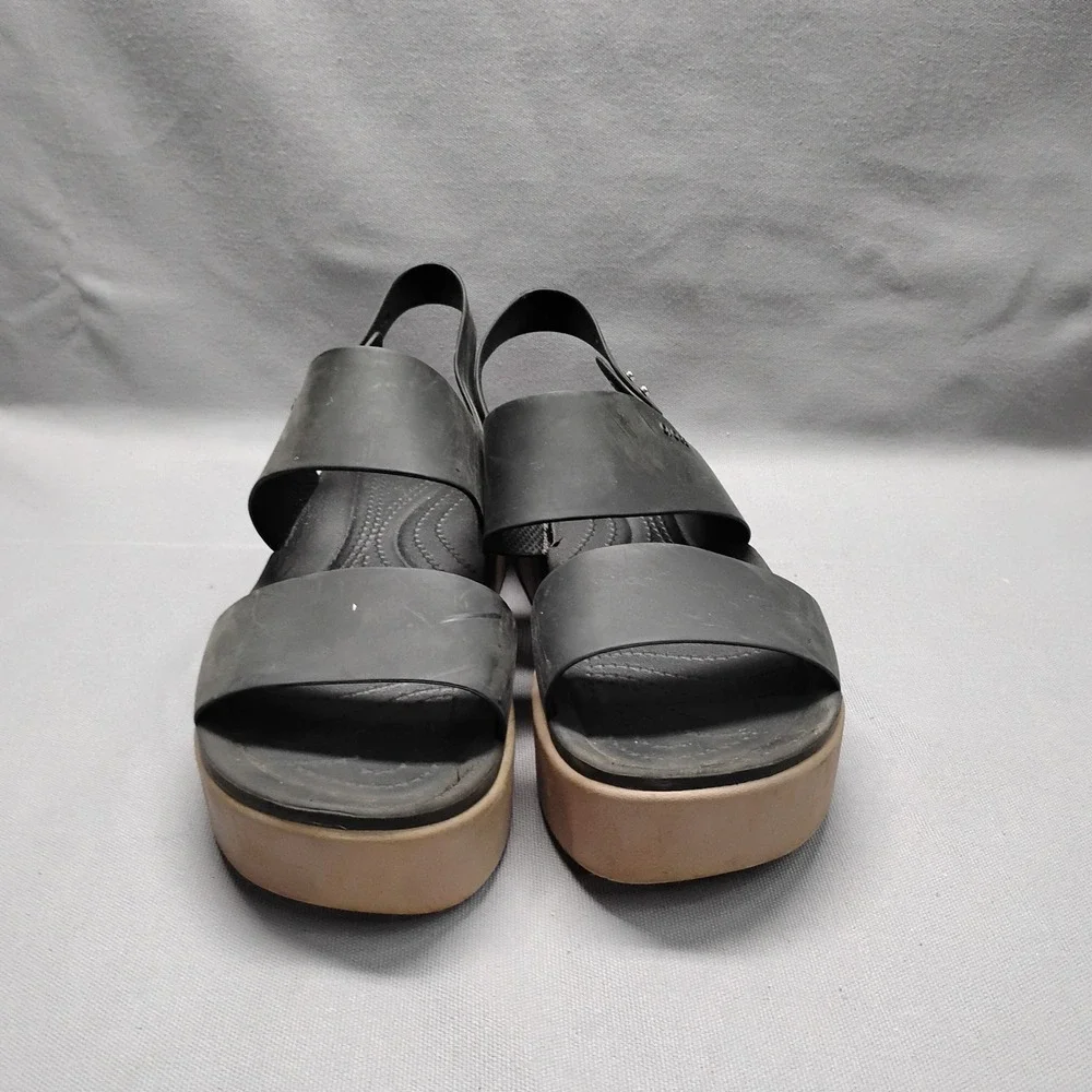 Crocs Brooklyn Low Wedge Sandal Womens 10 Black Mushroom Platform 206453